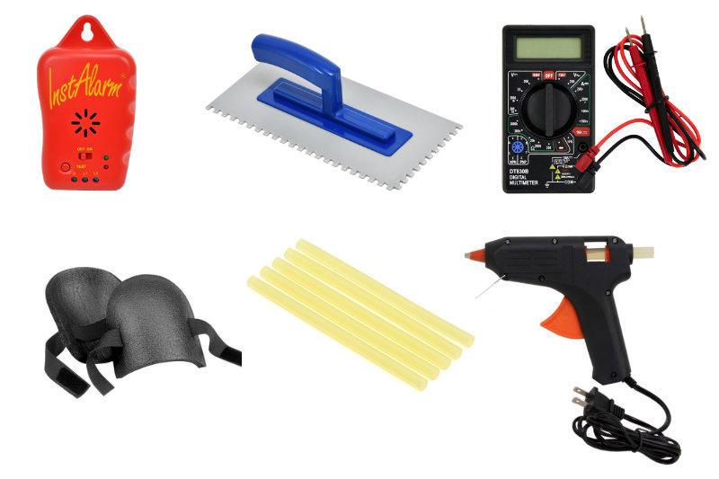 Make your life easier, save time, analtd save money by getting the ThermoTile Deluxe Kit which includes tools you will need for your installation such as an InstAlarm cable fault finder, plastic trowel, digital multimeter, foam kneepads, glue gun and glue sticks.