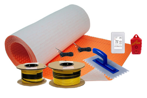 Step 1 of Installation of floor heating with ThermoTile cable on Schluter Membrane - Make sure you have the right amount of material. Step 1 of Installation of floor heating with ThermoTile cable on Schluter Membrane is to make sure you have the right amount of material.